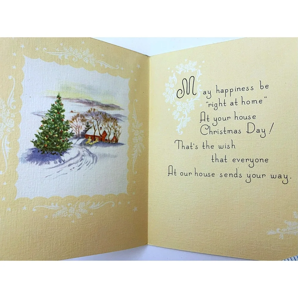 Vintage Season's Greetings Christmas Holiday Card Lot of 4-Unused-USA 1940s-50s